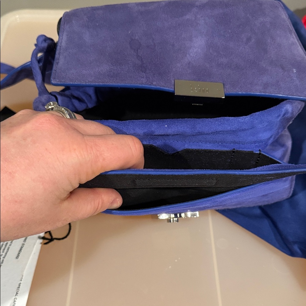 Behno Blue Suede Handbag *luxury boutique* - Picture 6 of 8